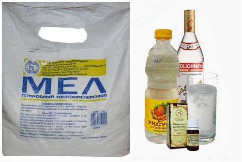 мел, водка и уксус для окон