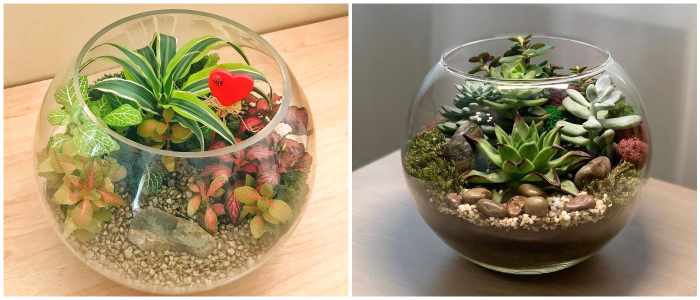 Флорариум из искусственных растений